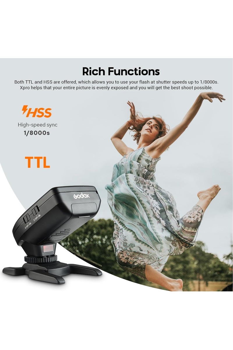 Godox Xpro-C E-TTL High Speed Sync 1/8000s 2.4G Wireless X System Flash Trigger Transmitter Compatible for Canon Cameras, 11 Customizable, 5 Group 4 Function Buttons Offer Convenient Manipulation - Image 3