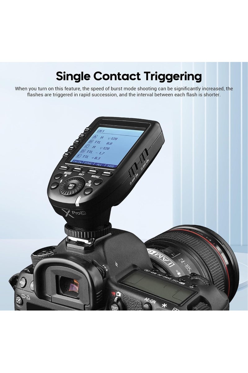 Godox Xpro-C E-TTL High Speed Sync 1/8000s 2.4G Wireless X System Flash Trigger Transmitter Compatible for Canon Cameras, 11 Customizable, 5 Group 4 Function Buttons Offer Convenient Manipulation - Image 5