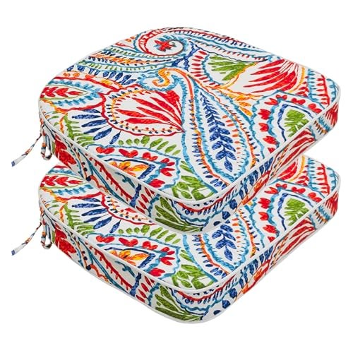 JMGBird Outdoor Chair Cushions Set of 216x17 Inch Patio Seat Cushions with Ties Water Resistant Polyester - Image 1