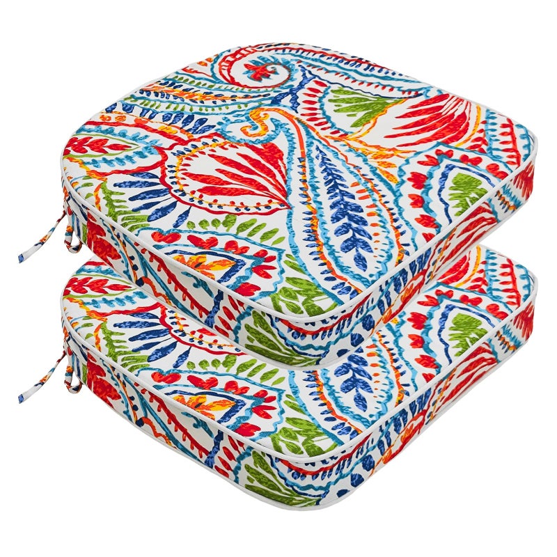 JMGBird Outdoor Chair Cushions Set of 216x17 Inch Patio Seat Cushions with Ties Water Resistant Polyester - Image 2