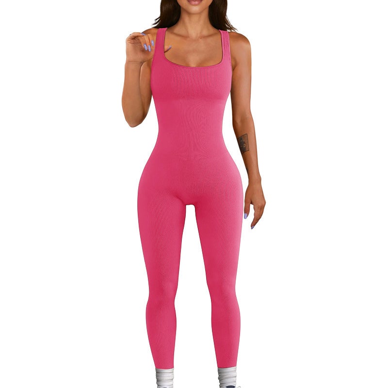 Explosions Threaded Trousers Jumpsuit Seamless Stretch Sportswear Fitness Jumpsuit Yoga Jumpsuit - Image 1
