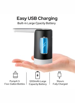 Toshionics Automatic Water Dispenser Pump for 20 Liter Bottles USB Rechargeable Electric Water Pump with Removable Spout One-Touch Operation Portable Water Dispenser for Home Office Kitchen Camping and Travel Universal Fit for 5-Gallon Water Jugs  - Image 2