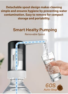 Toshionics Automatic Water Dispenser Pump for 20 Liter Bottles USB Rechargeable Electric Water Pump with Removable Spout One-Touch Operation Portable Water Dispenser for Home Office Kitchen Camping and Travel Universal Fit for 5-Gallon Water Jugs  - Image 3