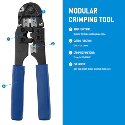 XIKKART Wire Stripper Tool, crimping tool kit, heavy duty, Cutting, Striping, Networking Wire Tool Kit, Ratcheting Wire Crimper Tool for 8P8C rj45, Tool Kit, (crimping tool rj45, HT-210C) - Image 3
