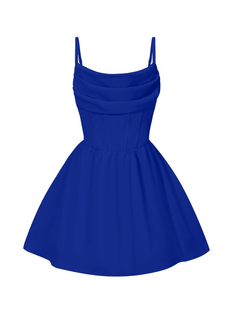 EXARUS Girls Formal Dress Tween Party Dance Spaghetti Strap Birthday Cocktail Teen Junior Wedding HOCO Ruffle Mini Elegant Dresses Royal Blue 14 Years - Image 1
