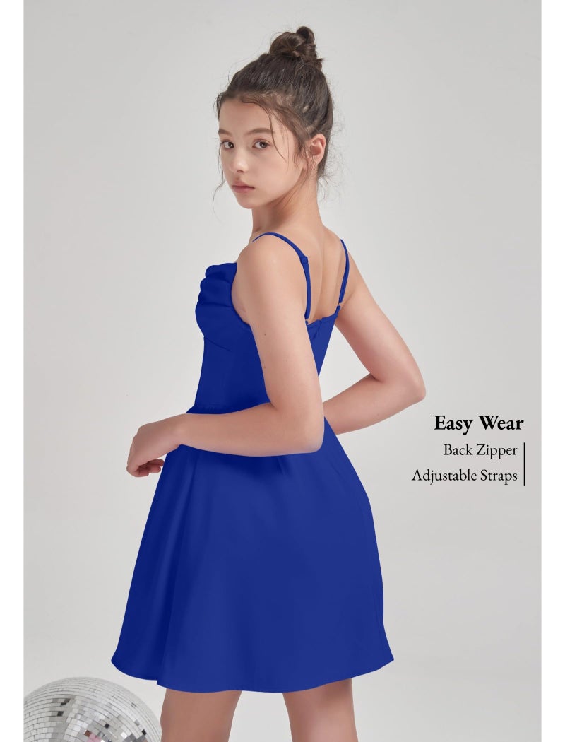 EXARUS Girls Formal Dress Tween Party Dance Spaghetti Strap Birthday Cocktail Teen Junior Wedding HOCO Ruffle Mini Elegant Dresses Royal Blue 14 Years - Image 3