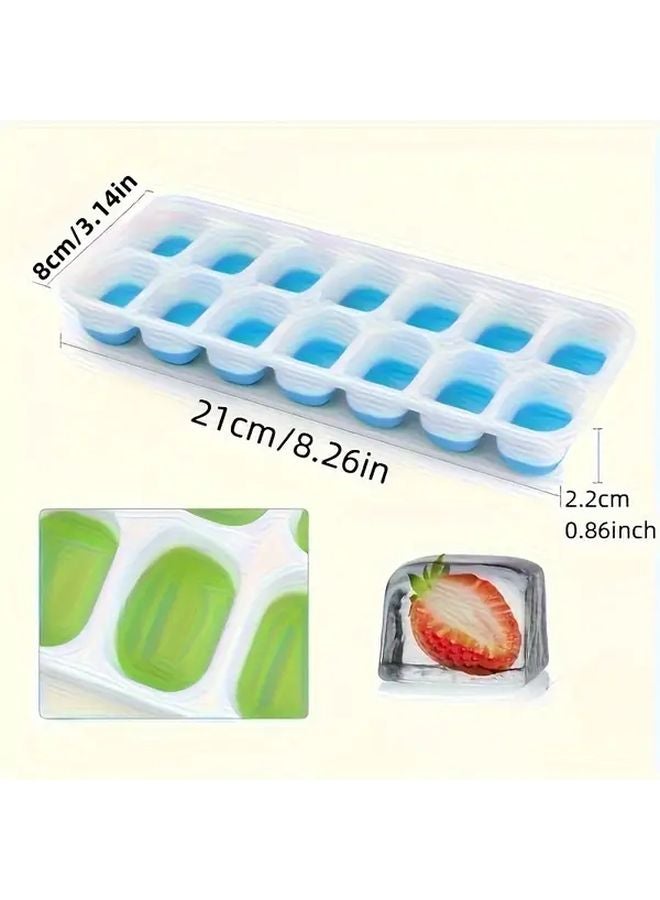 Assorted Color Stackable Silicone Ice Cube Trays With Lids Easy Release 14 Cube Mold Set BPA Free Anti Spill For Cocktails Home Bar - Image 2
