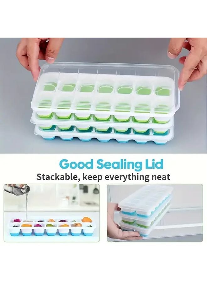 Assorted Color Stackable Silicone Ice Cube Trays With Lids Easy Release 14 Cube Mold Set BPA Free Anti Spill For Cocktails Home Bar - Image 5