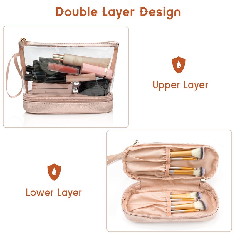 Ethereal Clear Makeup Bag, TSA Travel Makeup Organizer Bag Rose Gold Makeup Bags for Women Small Cosmetic Bag Portable Makeup Bag for Purse - Image 4