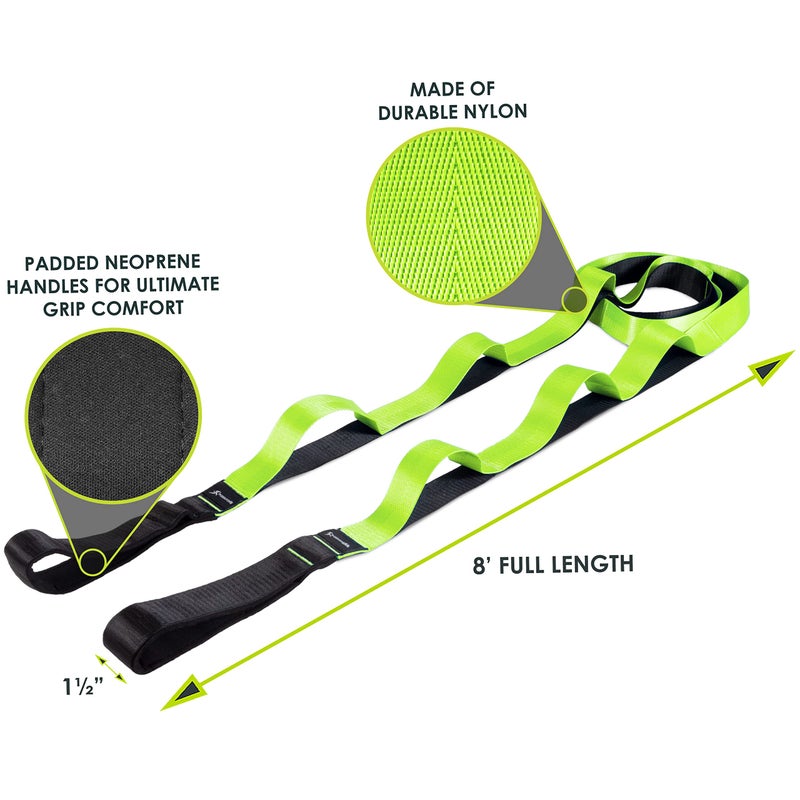 ProsourceFIt Multi-Loop Stretching Strap 8 Ft for Yoga, Pilates, Physical Therapy, Sports, Dance & Gymnastics to Improve Posture, Increase Flexibility and Mobility, 3 dual-toned colors available - Image 2