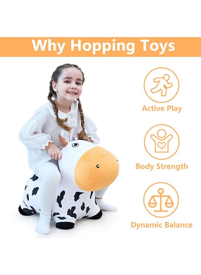 iPlay, iLearn iPlay, iLearn Bouncy Pals Dairy Cow Hopping Horse, Plush Inflatable Animal Hopper, Indoor n Outdoor Ride on Jumping Bounce Toys, Birthday Gift for 18 Months 2 3 4 5 Year Old Kids Toddlers Boys Girls  - Image 2