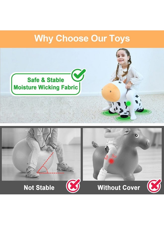 iPlay, iLearn iPlay, iLearn Bouncy Pals Dairy Cow Hopping Horse, Plush Inflatable Animal Hopper, Indoor n Outdoor Ride on Jumping Bounce Toys, Birthday Gift for 18 Months 2 3 4 5 Year Old Kids Toddlers Boys Girls  - Image 4