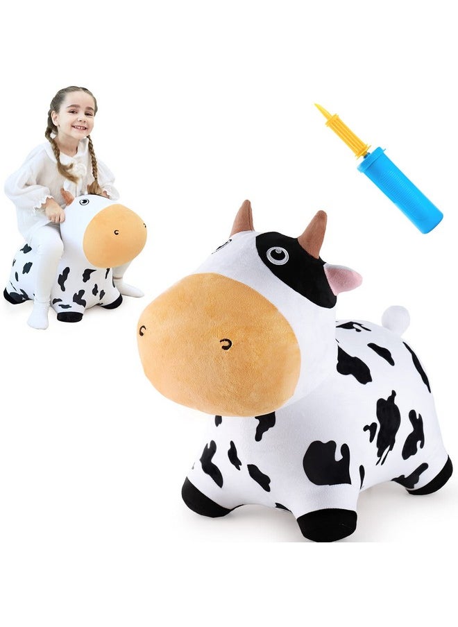 iPlay, iLearn iPlay, iLearn Bouncy Pals Dairy Cow Hopping Horse, Plush Inflatable Animal Hopper, Indoor n Outdoor Ride on Jumping Bounce Toys, Birthday Gift for 18 Months 2 3 4 5 Year Old Kids Toddlers Boys Girls  - Image 1