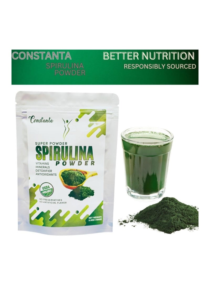 CONSTANTA مسحوق سبيرولينا، مزيج طبيعي فائق الجودة لفقدان الوزن، غني بمضادات الأكسدة وخصائص إزالة السموم والمعادن والفيتامينات الأساسية، 100 جرام. - Image 3