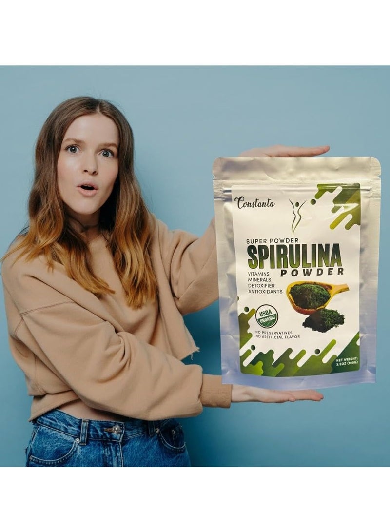 CONSTANTA مسحوق سبيرولينا، مزيج طبيعي فائق الجودة لفقدان الوزن، غني بمضادات الأكسدة وخصائص إزالة السموم والمعادن والفيتامينات الأساسية، 100 جرام. - Image 4