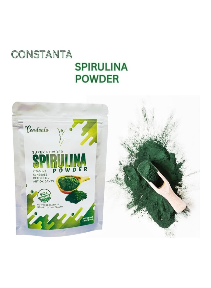 CONSTANTA مسحوق سبيرولينا، مزيج طبيعي فائق الجودة لفقدان الوزن، غني بمضادات الأكسدة وخصائص إزالة السموم والمعادن والفيتامينات الأساسية، 100 جرام. - Image 2