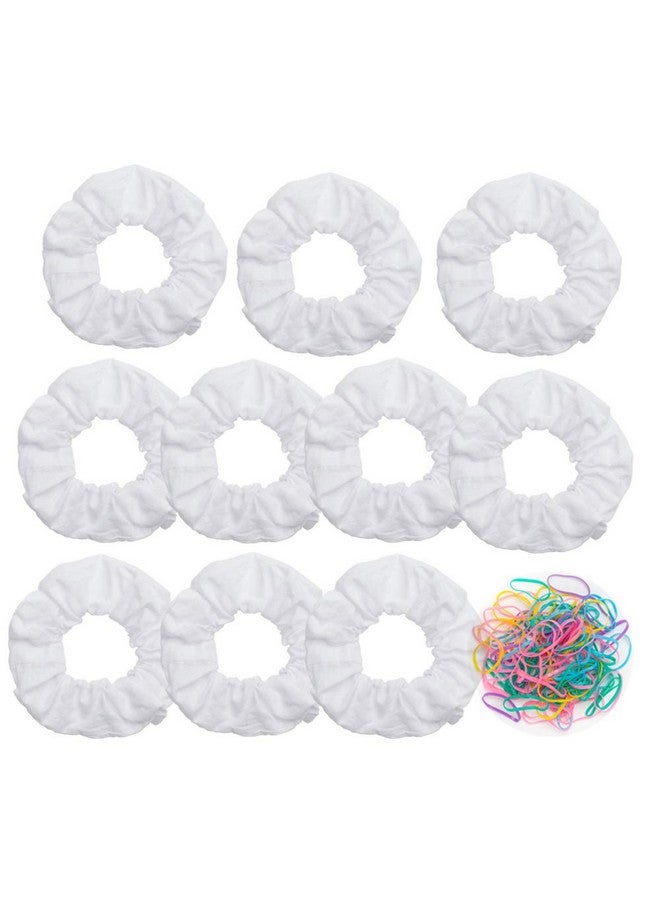 RJMBMUP 10 Pack White Cotton Scrunchies For Tie Dye Hair Elastic Hair Ties Pony Tail Holder For Party - Image 1