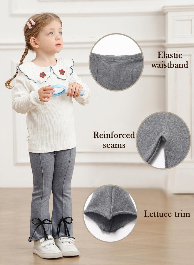 VZF Toddler Girl Flare Pants Cotton Bell Bottoms 2 Pack Solid Girls Flare Leggings Elastic Waist Trousers, Black + Dark Grey, 4T - Image 4