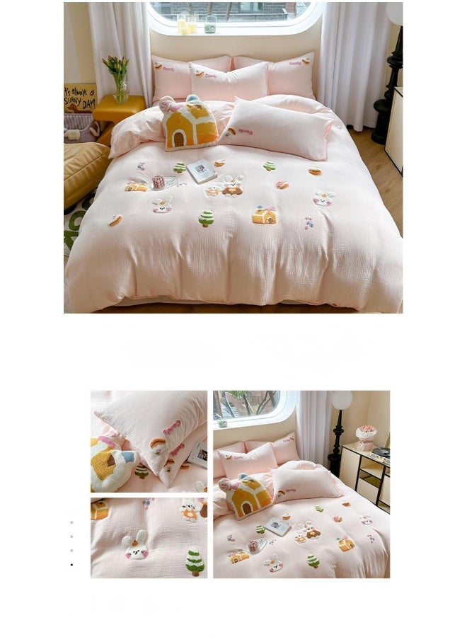 4-Piece Cartoon Anime A-Class Pure Cotton Embroidery Comfortable Set Bed Sheet Set Children's Day Gift Birthday Gift - Image 4