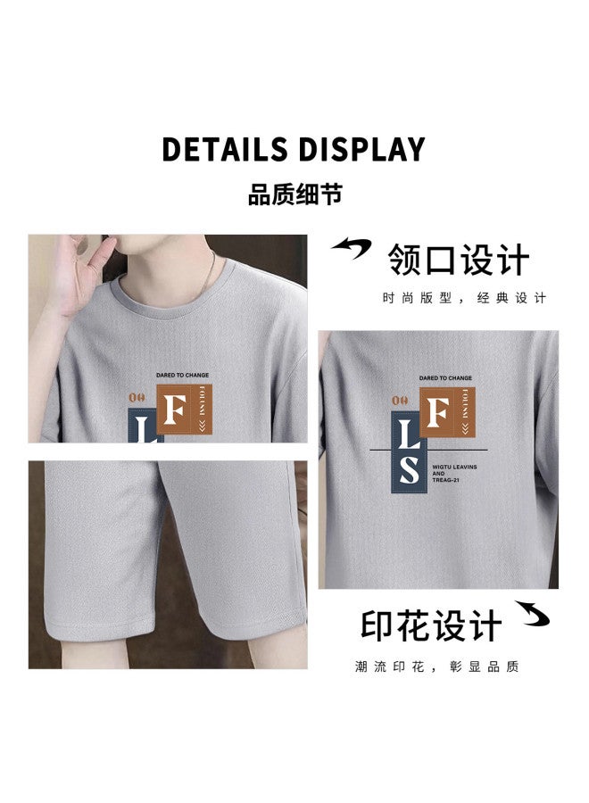 FOLUNSI men's Summer Breathable Printed T-shirt With Comfortable Straight-cut 5-inch Shorts - Image 3