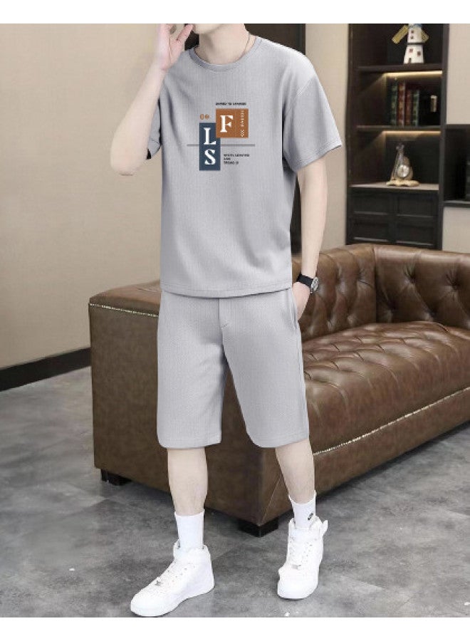 FOLUNSI men's Summer Breathable Printed T-shirt With Comfortable Straight-cut 5-inch Shorts - Image 1
