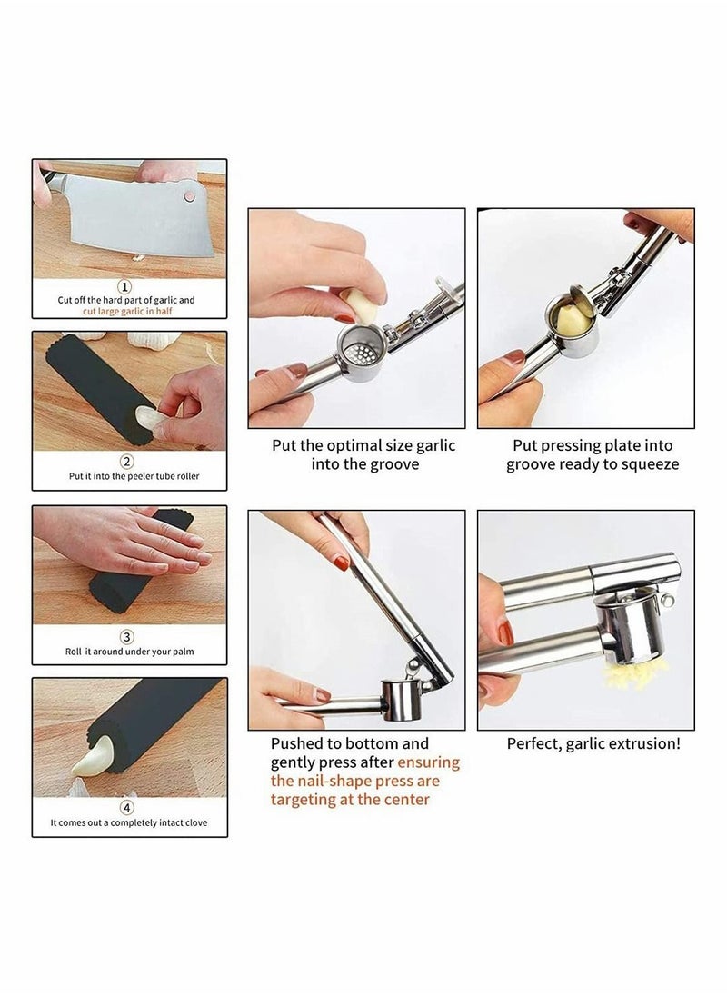 Y&D Garlic Press Mincer, 304 Stainless Steel Crusher Peeler Set, Detachable, Heavy Duty, Rust Proof Mincer Design for Extracts More Paste Per Clove  - Image 5