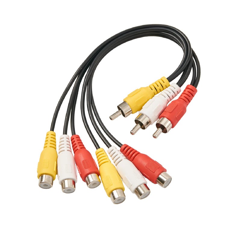 ZZJMCH RCA Splitter Cable, 3 RCA Male Jack to 6 RCA Female Plug Splitter Audio Video Av Adapter Cable Composite Video Splitter Adapter Output Cables Cord - Image 1