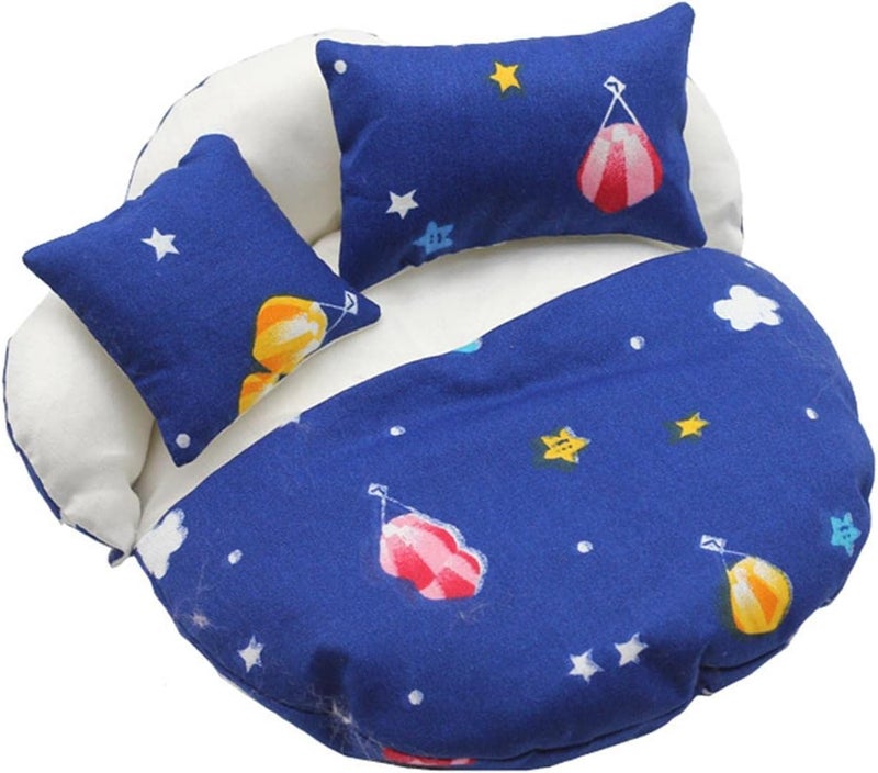 klarako Mini Doll Sleeping Bag, with 2 Pillows, Bedding Set, Playset DIY 1:12 Scale for Role Play Dollhouse Decor Fairy Garden  Navy Blue - Image 2