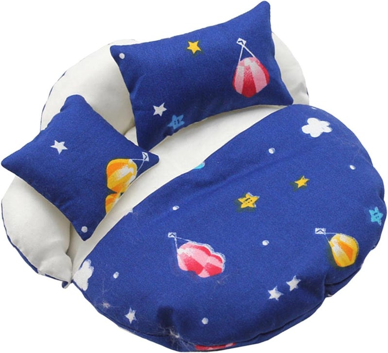 klarako Mini Doll Sleeping Bag, with 2 Pillows, Bedding Set, Playset DIY 1:12 Scale for Role Play Dollhouse Decor Fairy Garden  Navy Blue - Image 1