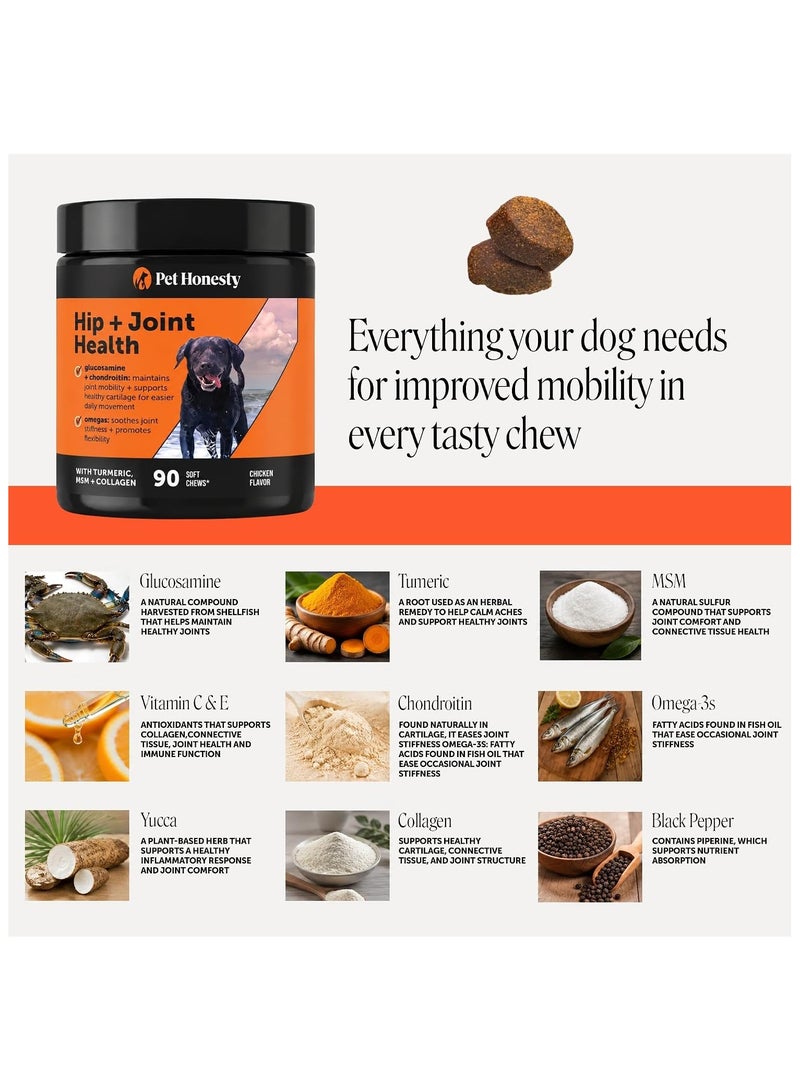 Pet Honesty Glucosamine Chondroitin, MSM, Turmeric - Advanced Hip and Joint Support Supplement for Dogs Chews and Joint Pain Relief - 90 ct - Image 4