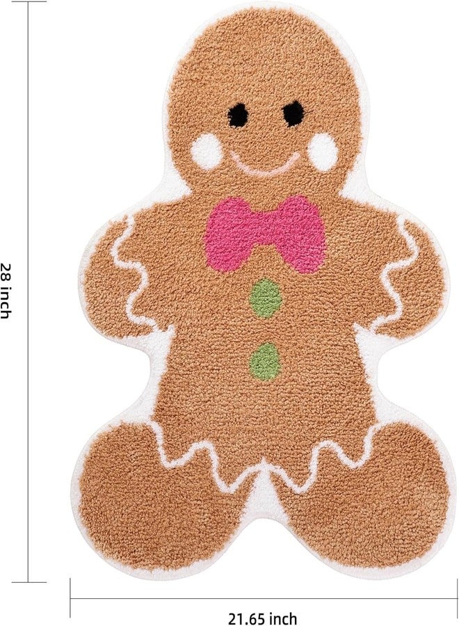 TRUEDAYS Cute Gingerbread Bath Mat for Bathroom Soft Water Absorbing Bath Rug with Non Slip Backing Fun Washable Bathroom Rug for Christmas Decor - Image 2