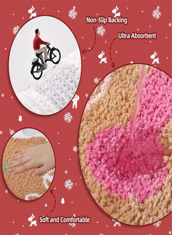 TRUEDAYS Cute Gingerbread Bath Mat for Bathroom Soft Water Absorbing Bath Rug with Non Slip Backing Fun Washable Bathroom Rug for Christmas Decor - Image 5