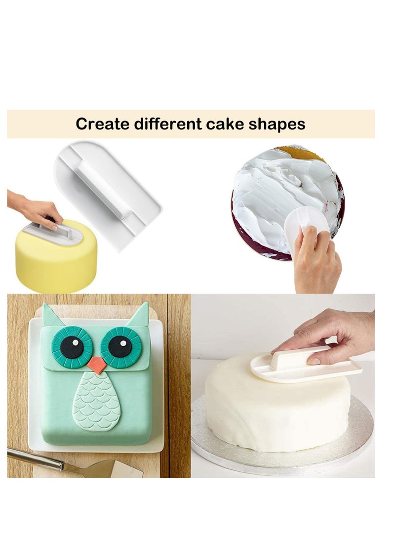 KASTWAVE أداة تلميع كعكة فوندان، 2 قطعة كشط كعكة، أداة تلميع الكعكة، مجموعة أدوات كشط وتلميع كعكة فوندان وعجين الخبز - Image 3