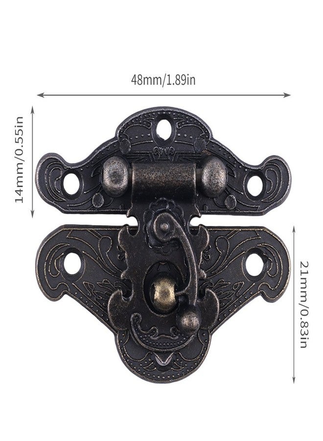 GTHER 2 Set 48x35mm Antique Bronze Vintage Latch Hasp, Zinc Alloy Material with Screws for Wooden Box Case Drawer Cabinet - Image 3