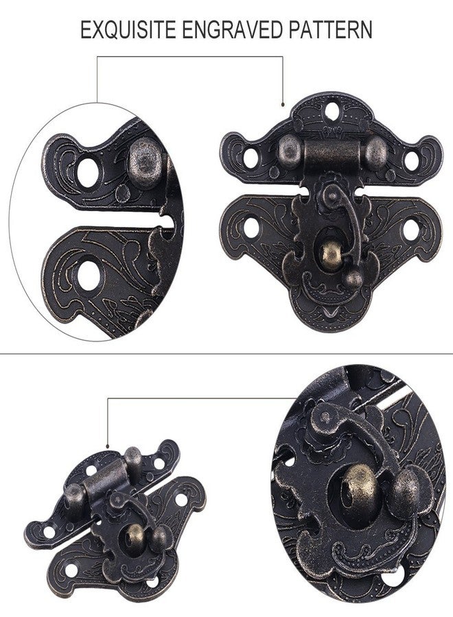 GTHER 2 Set 48x35mm Antique Bronze Vintage Latch Hasp, Zinc Alloy Material with Screws for Wooden Box Case Drawer Cabinet - Image 5