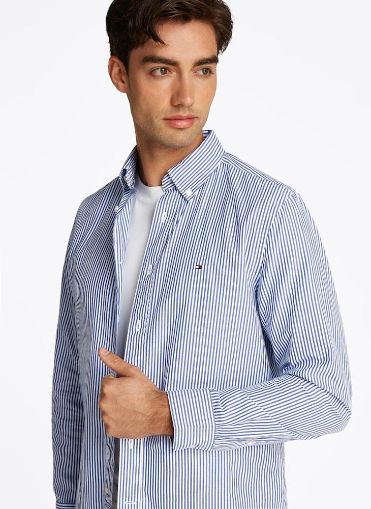 TOMMY HILFIGER Regular Fit Flex Cotton Classic Poplin Stripe Shirt  - Image 3