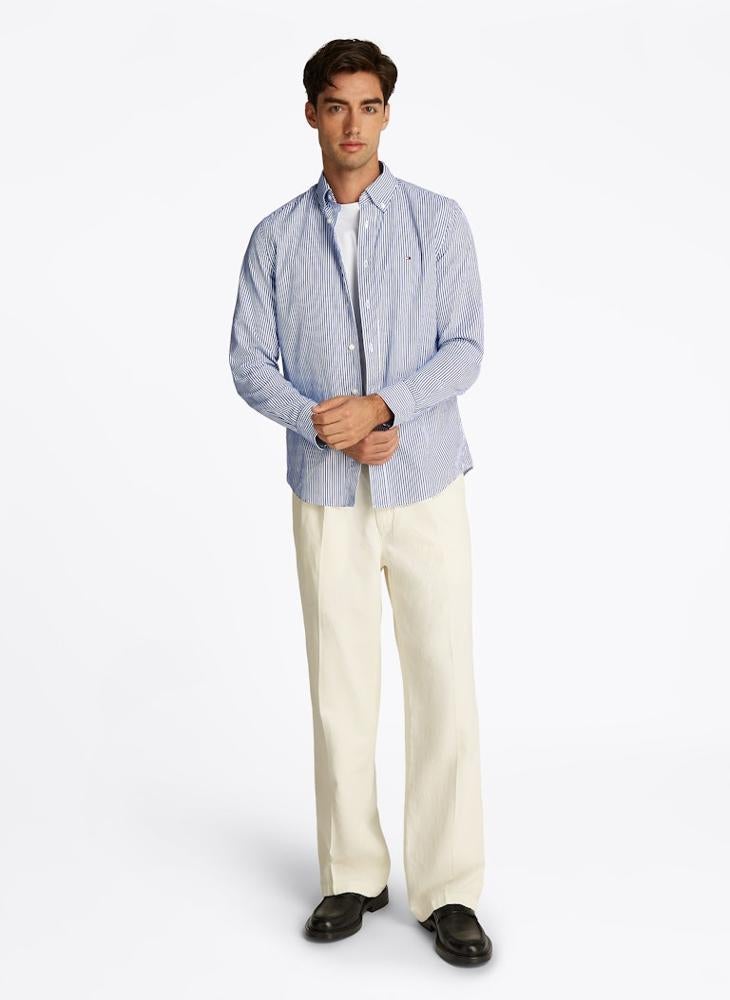 TOMMY HILFIGER Regular Fit Flex Cotton Classic Poplin Stripe Shirt  - Image 4