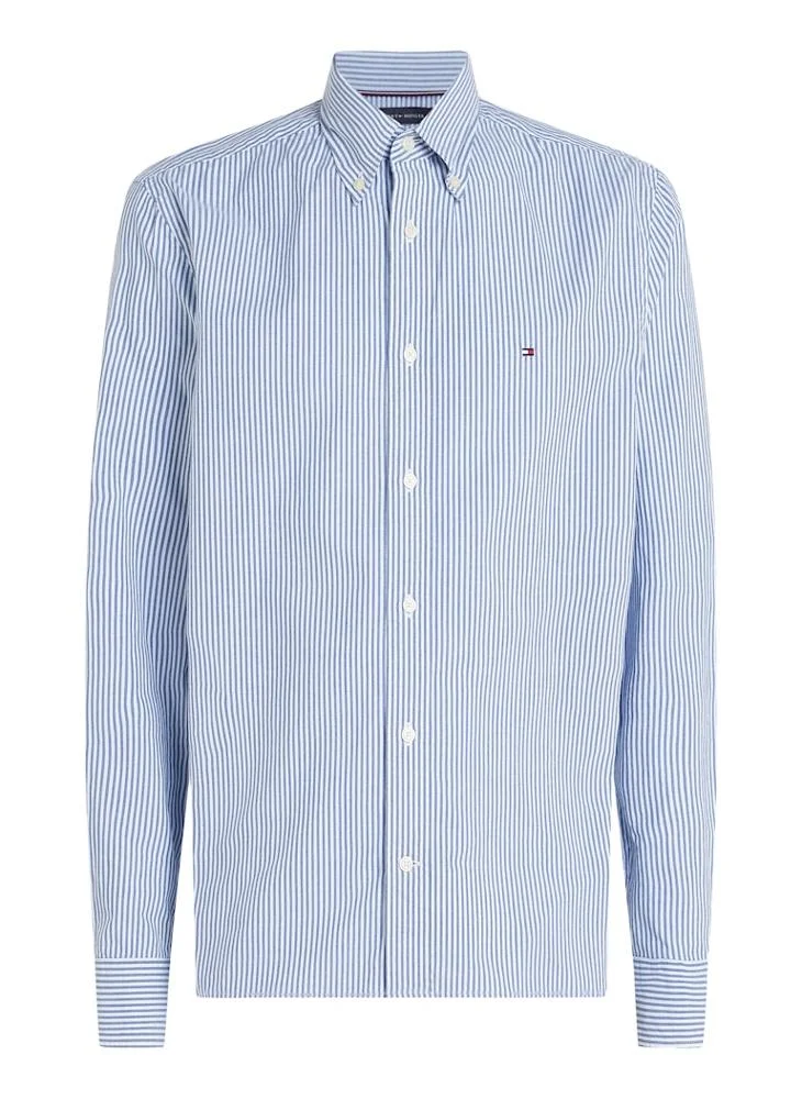 TOMMY HILFIGER Regular Fit Flex Cotton Classic Poplin Stripe Shirt