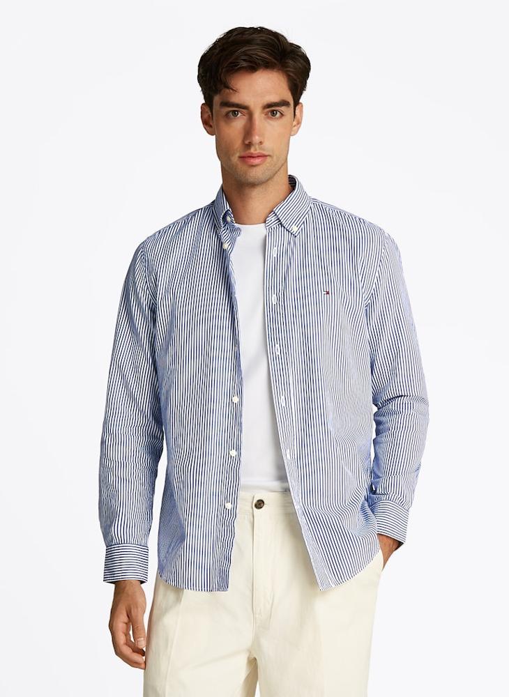 TOMMY HILFIGER Regular Fit Flex Cotton Classic Poplin Stripe Shirt  - Image 1