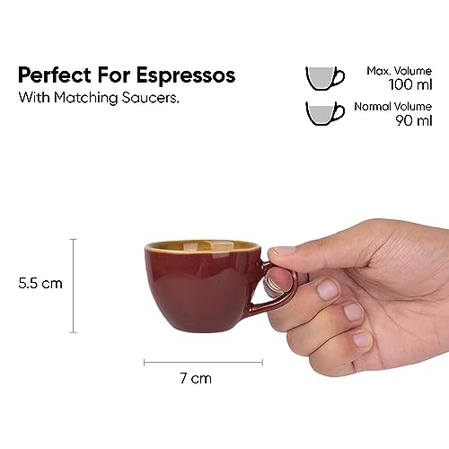 Shay Ceramic Espresso Cup Set, Set of 2, 100ml, Midnight Blue | Espresso Cup and Saucer | Glossy Finish | Microwave Safe (Espresso Set, Midnight Blue) - Image 4