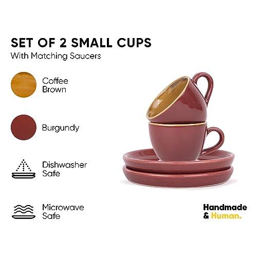 Shay Ceramic Espresso Cup Set, Set of 2, 100ml, Midnight Blue | Espresso Cup and Saucer | Glossy Finish | Microwave Safe (Espresso Set, Midnight Blue) - Image 2
