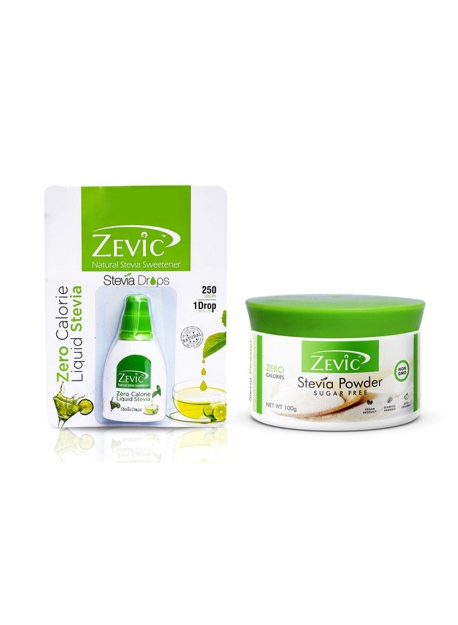 ZEVIC Stevia Liquid 15 Ml + Stevia Powder 100 Gm - Combo - Image 1