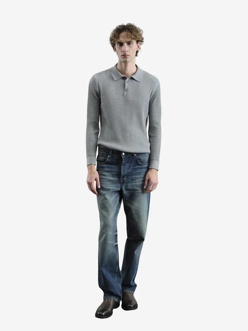 Giesto GIESTO Slim Fit Ribbed Polo T-Shirt