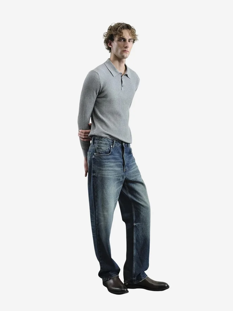 Giesto GIESTO Slim Fit Ribbed Polo T-Shirt