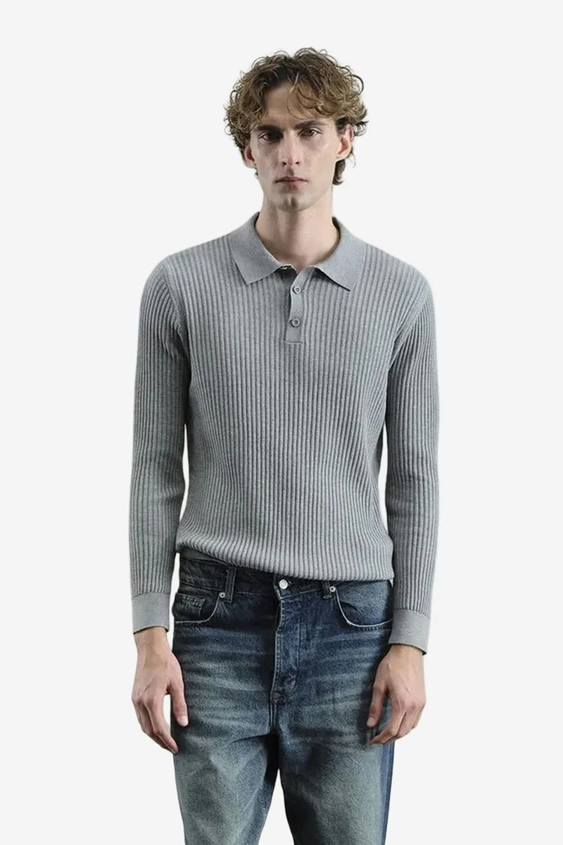 جيستو GIESTO Slim Fit Ribbed Polo T-Shirt