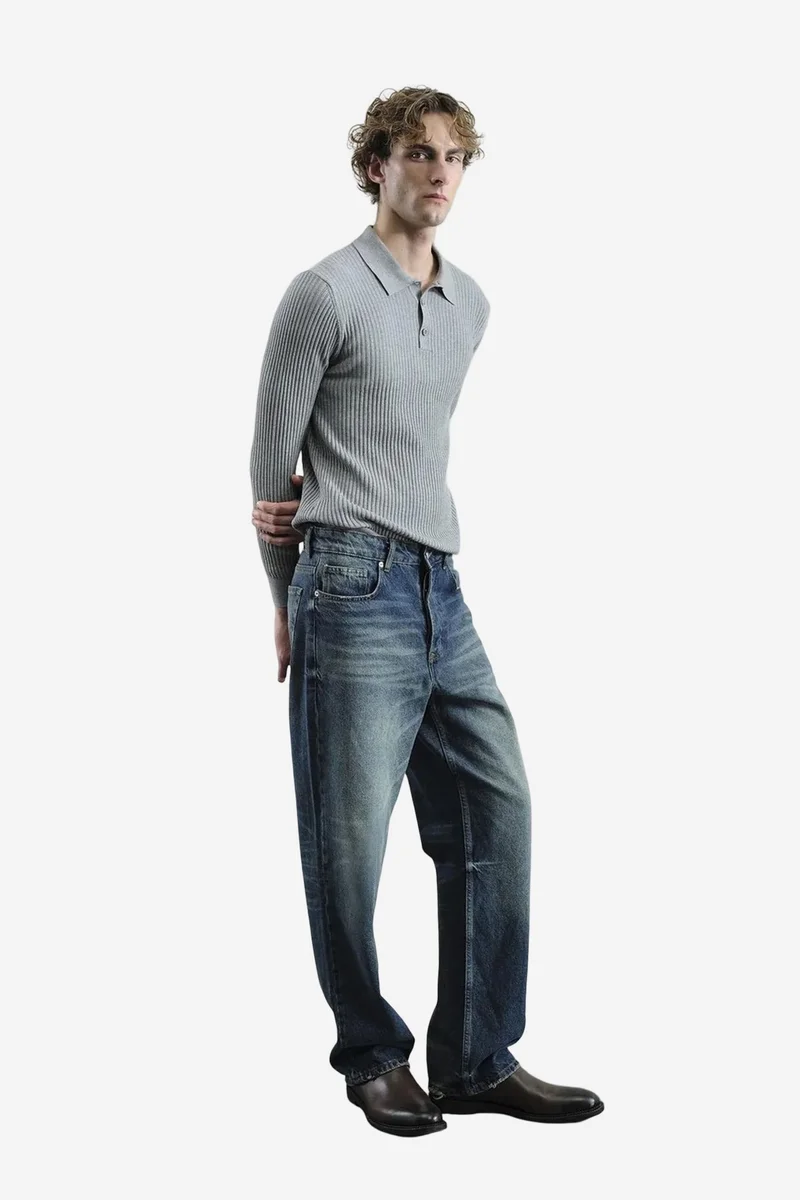 جيستو GIESTO Slim Fit Ribbed Polo T-Shirt