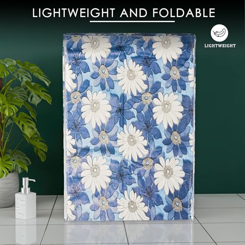 Kuber Industries Polyvinyl Chloride(PVC) Washing Machine Cover,Front Load Washer Covers,Zipper,Ideal For 6 Kg,6.5 Kg,7 Kg & 7.5 Kg,Waterproof & Dust-Proof Machine Cover,White Sunflower,Blue - Image 4