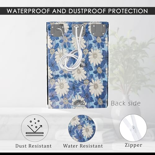 Kuber Industries Polyvinyl Chloride(PVC) Washing Machine Cover,Front Load Washer Covers,Zipper,Ideal For 6 Kg,6.5 Kg,7 Kg & 7.5 Kg,Waterproof & Dust-Proof Machine Cover,White Sunflower,Blue - Image 5