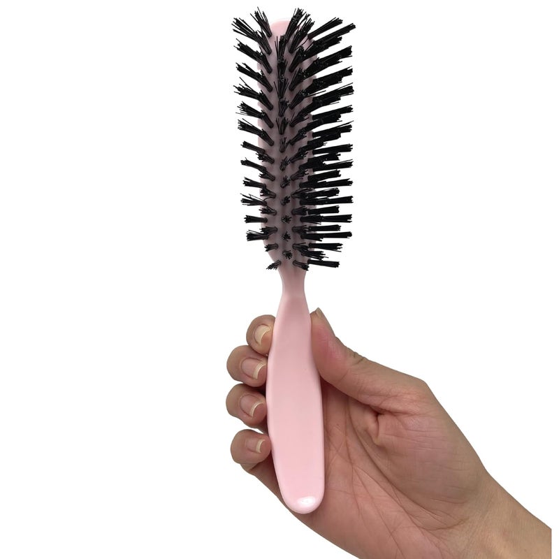 Detangling Hair Brush Nylon Bristles 7 Row Teasing Womens Brush For Thick Hair Small Travel Hairbrush Brush For Hair 1 Pcs Light Pink