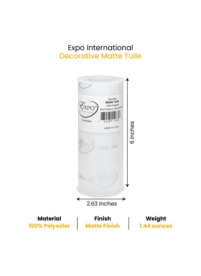 Expo International Decorative Matte Tulle Roll/Spool Of 6” X 25 Yards Lightweight Polyester Tulle Fabric For Tutus Costumes And Party Decorations Washable Easy To Use Pack Of 1 White  - Image 2